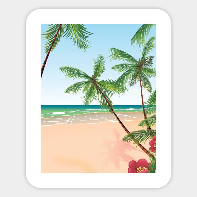 Tropical Beach Sticker by nickemporium1
